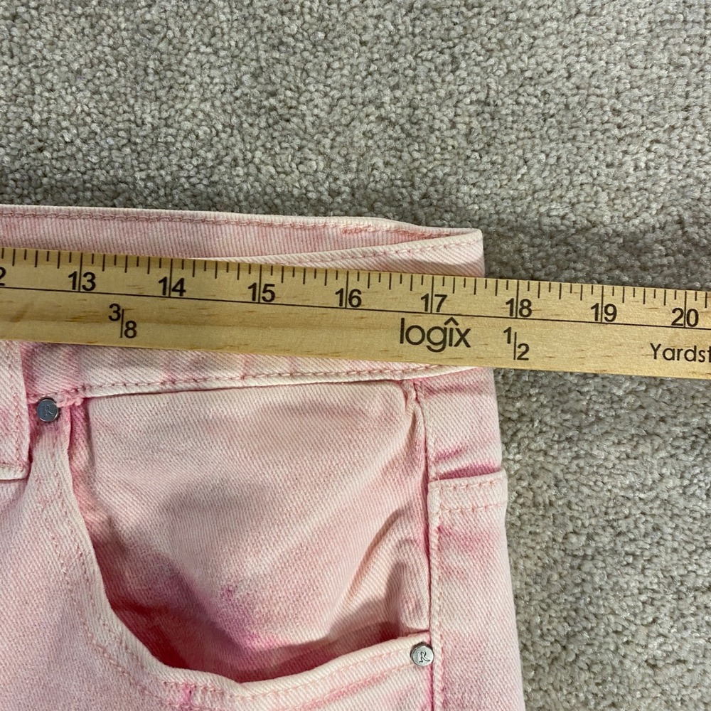 Risen Jeans Wide Leg Jeans Womens 1XL Pink Acid Wash High Rise Streetwear - Picture 5 of 14